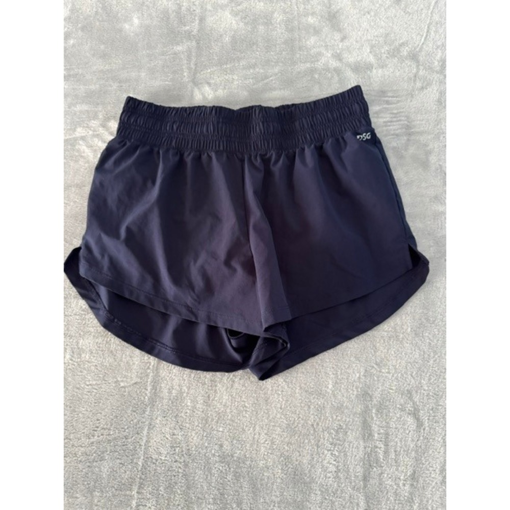 EUC‎ DSG Navy Running Shorts Women's M Built-In Brief Moisture Wicking